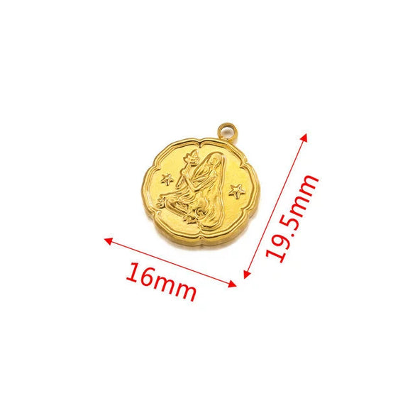 Stainless Steel Twelve Constellations And Fish Pattern Cartoon Pendant Necklace With Electroplating