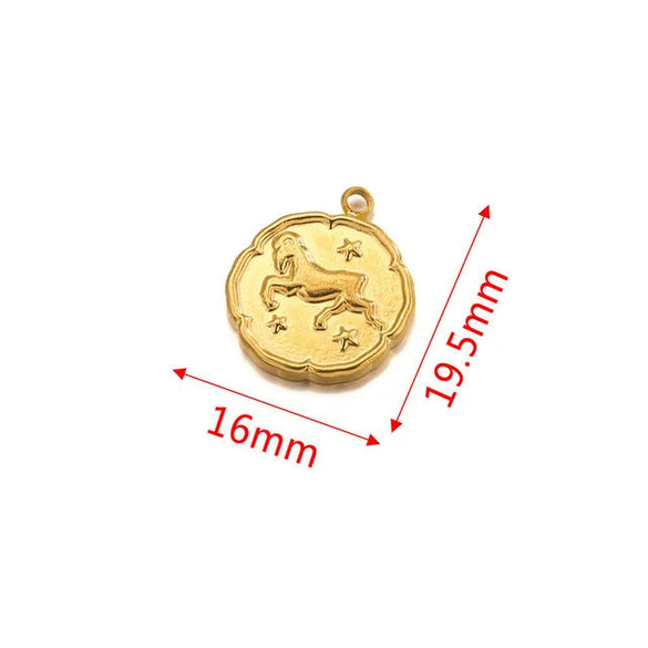 Stainless Steel Twelve Constellations And Fish Pattern Pendant Necklace Jewelry Making Accessories Electroplated Diy Handmade Jewelry