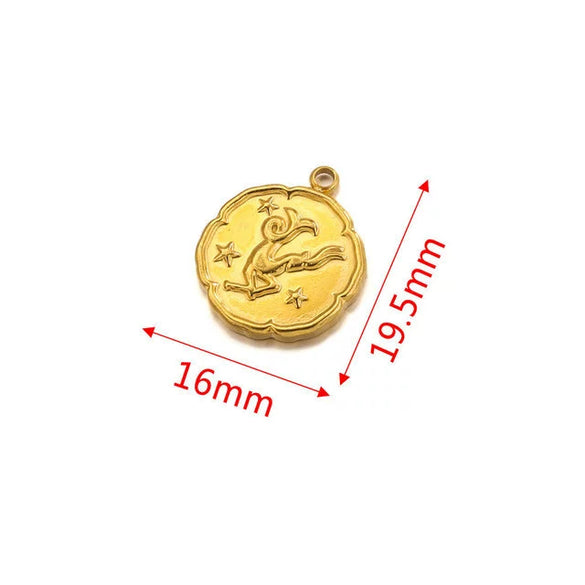 Stainless Steel Twelve Constellations And Fish Pattern Pendant Necklace Jewelry Making Accessories Electroplated Diy Handmade Jewelry