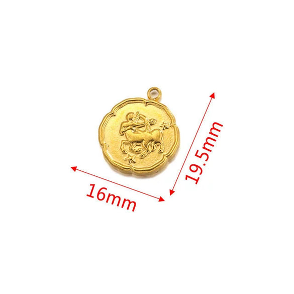 Stainless Steel Twelve Constellations And Fish Pattern Pendant Necklace Jewelry Making Accessories Electroplated Diy Handmade Jewelry