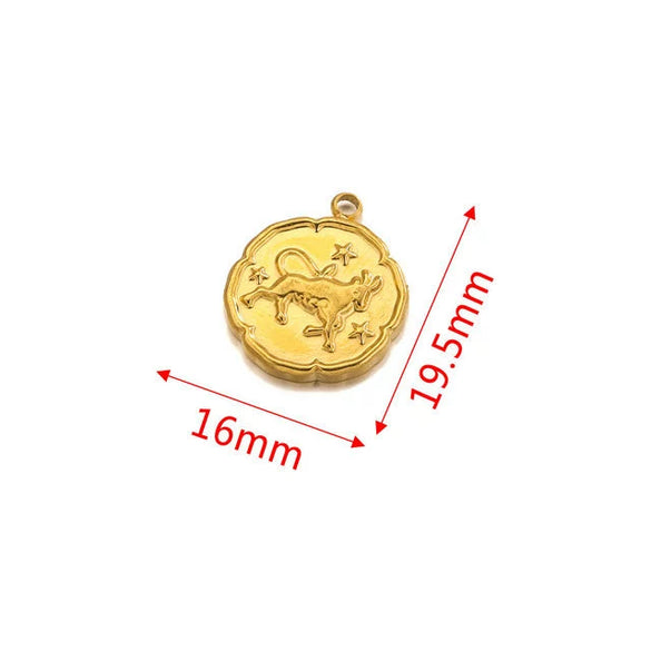 Stainless Steel Twelve Constellations And Fish Pattern Pendant Necklace Jewelry Making Accessories Electroplated Diy Handmade Jewelry