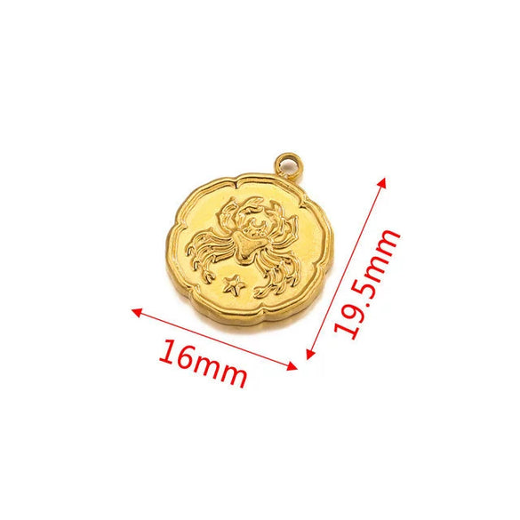 Stainless Steel Twelve Constellations And Fish Pattern Pendant Necklace Jewelry Making Accessories Electroplated Diy Handmade Jewelry