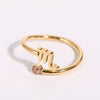 Stainless Steel Twelve Constellations Electroplated Open Ring For Women
