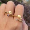 Stainless Steel Twelve Constellations Electroplated Open Ring For Women