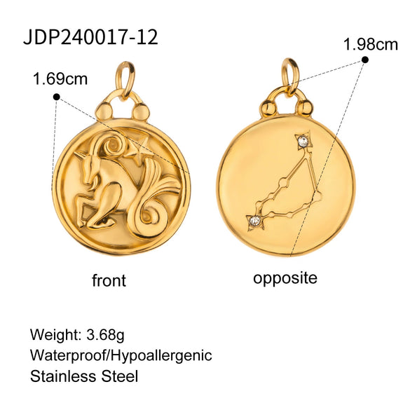 Stainless Steel Twelve Constellations Jewelry Accessories Necklace Pendant Electroplated