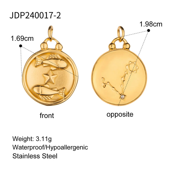 Stainless Steel Twelve Constellations Jewelry Accessories Necklace Pendant Electroplated
