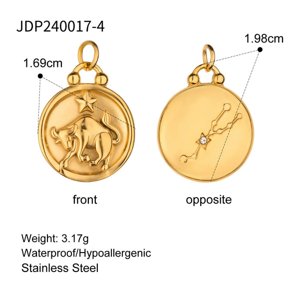 Stainless Steel Twelve Constellations Jewelry Accessories Necklace Pendant Electroplated