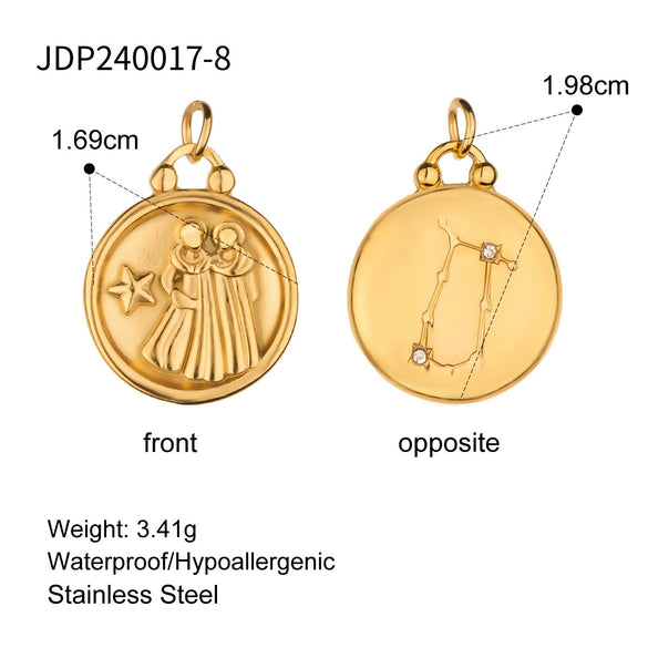Stainless Steel Twelve Constellations Jewelry Accessories Necklace Pendant Electroplated