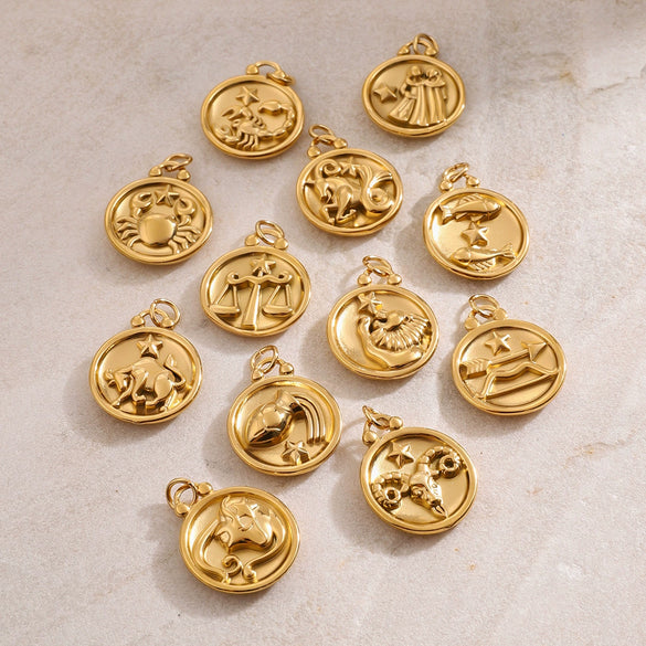 Stainless Steel Twelve Constellations Jewelry Accessories Necklace Pendant Electroplated
