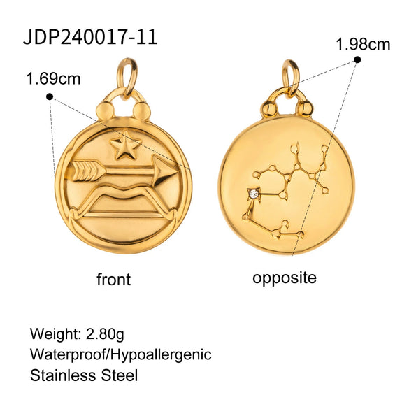 Stainless Steel Twelve Constellations Jewelry Accessories Necklace Pendant Electroplated