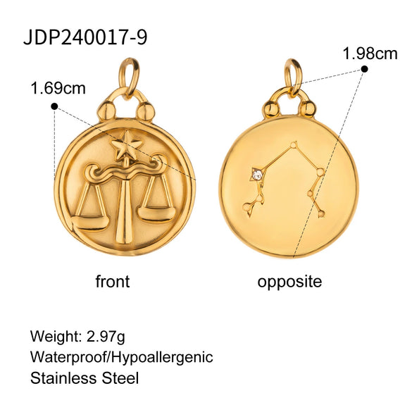 Stainless Steel Twelve Constellations Jewelry Accessories Necklace Pendant Electroplated