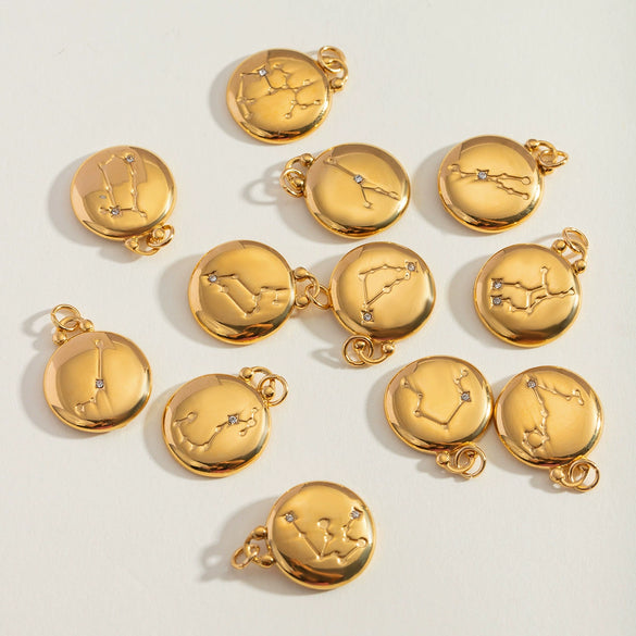 Stainless Steel Twelve Constellations Pendant Necklace Electroplating Accessories For Women