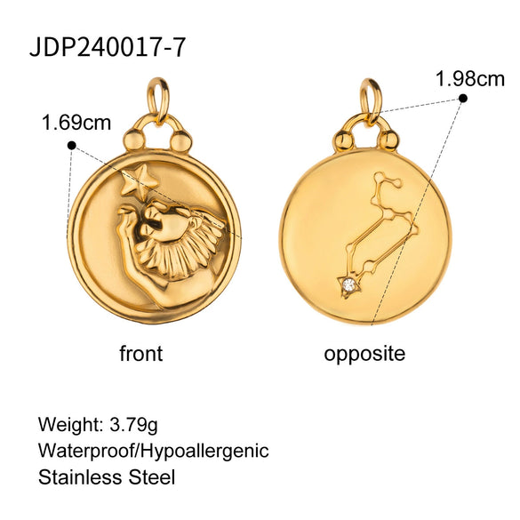 Stainless Steel Twelve Constellations Pendant Necklace Electroplating Accessories For Women