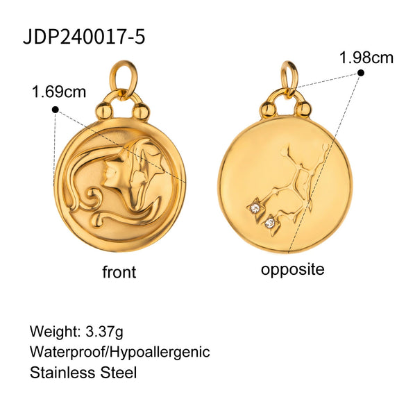 Stainless Steel Twelve Constellations Pendant Necklace Electroplating Accessories For Women