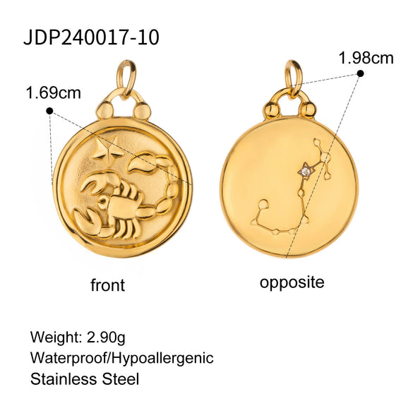Stainless Steel Twelve Constellations Pendant Necklace Electroplating Accessories For Women