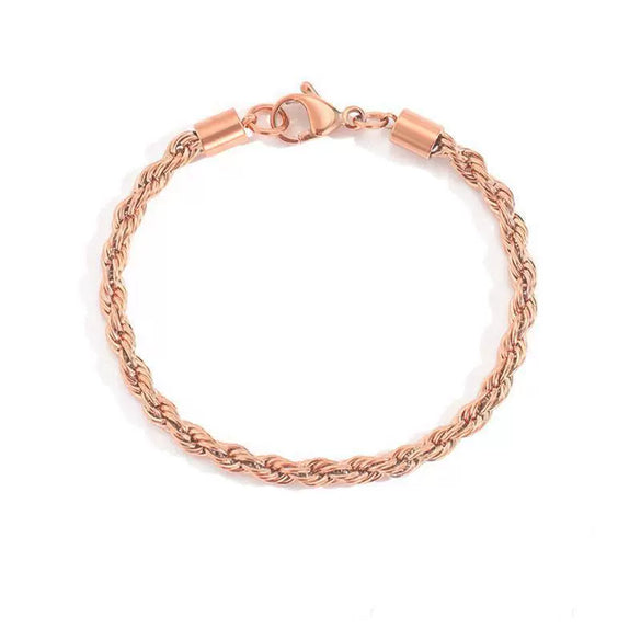 Stainless Steel Twist Chain Bracelet Unisex Vacuum Plated Electroplated Jewelry