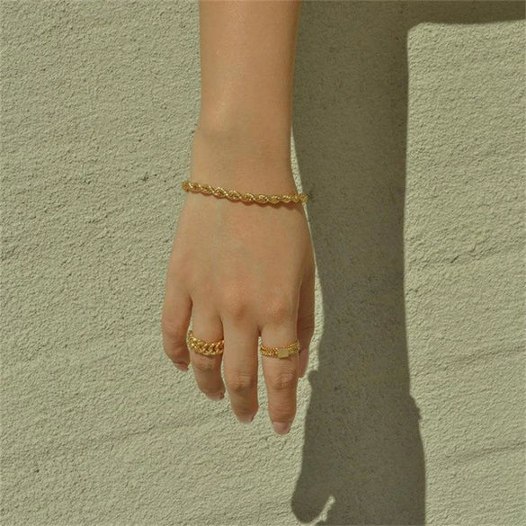 Stainless Steel Twist Chain Bracelet Unisex Vacuum Plated Electroplated Jewelry