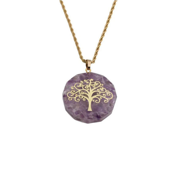 Stainless Steel Twist Chain Necklace With Handmade Stone Tree Pendant Geometric Simple Fashion Jewelry For Women