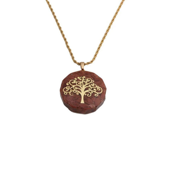 Stainless Steel Twist Chain Necklace With Handmade Stone Tree Pendant Geometric Simple Fashion Jewelry For Women