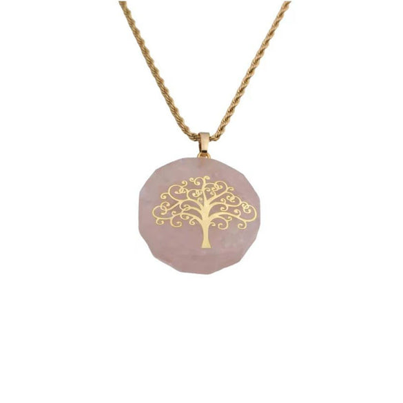 Stainless Steel Twist Chain Necklace With Handmade Stone Tree Pendant Geometric Simple Fashion Jewelry For Women