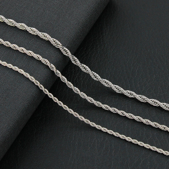 Stainless Steel Twist Necklace With Geometric Pattern Vacuum Plating Hardware Metal Hanging Chain