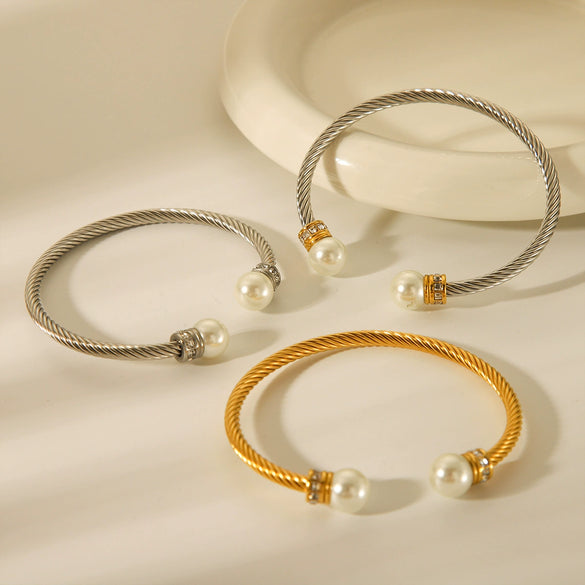 Stainless Steel Twisted Open Bracelet Electroplated Women's Fashion Allmatch Natural Style