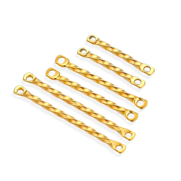 Stainless Steel Twisted Rod Double Hole Connection Diy Jewelry Accessories For Bracelet Necklace Earrings With Electroplating