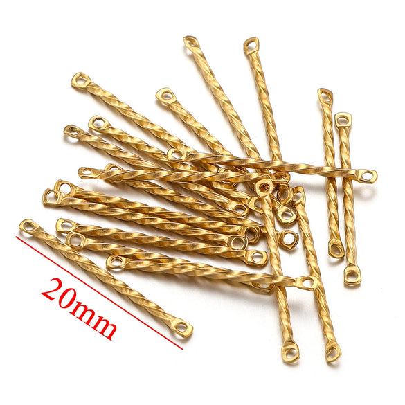 Stainless Steel Twisted Rod Double Hole Connection Diy Jewelry Accessories For Bracelet Necklace Earrings With Electroplating