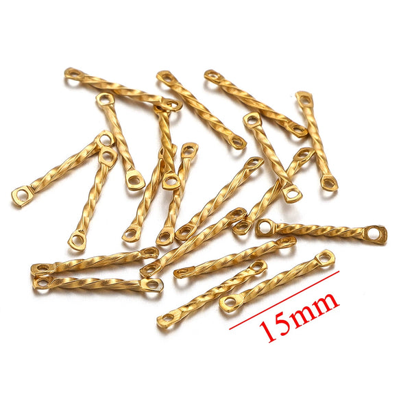 Stainless Steel Twisted Rod Double Hole Connection Diy Jewelry Accessories For Bracelet Necklace Earrings With Electroplating