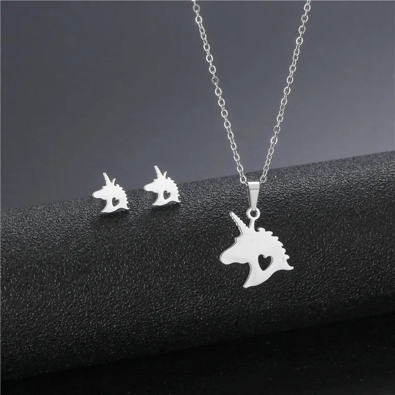 Stainless Steel  Necklace Earrings Set