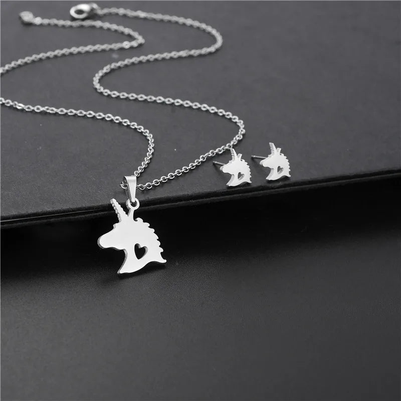 Stainless Steel  Necklace Earrings Set