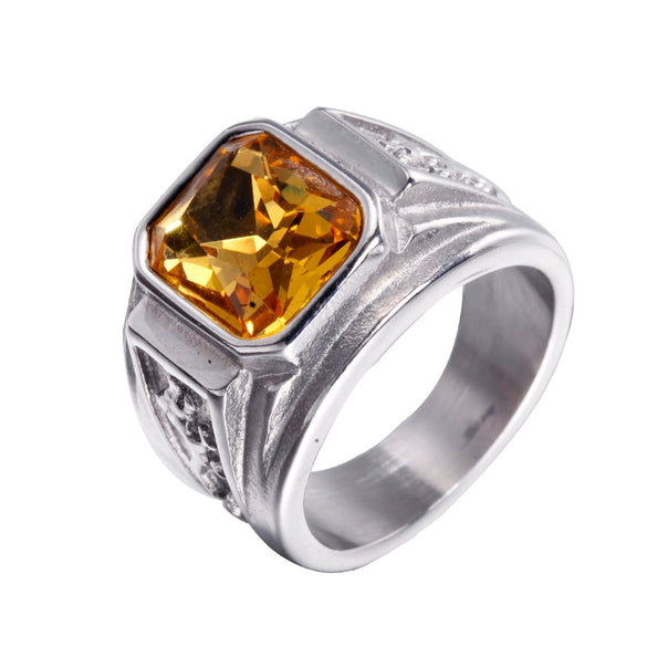 Stainless Steel Unisex Punk Ring With Double Dragon Design Oiled Finish And Text Pattern Gemstone Style Statement Band