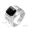 Stainless Steel Unisex Punk Ring With Double Dragon Design Oiled Finish And Text Pattern Gemstone Style Statement Band
