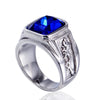 Stainless Steel Unisex Punk Ring With Double Dragon Design Oiled Finish And Text Pattern Gemstone Style Statement Band