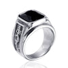 Stainless Steel Unisex Punk Ring With Double Dragon Design Oiled Finish And Text Pattern Gemstone Style Statement Band