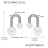 Stainless Steel Ushaped Bead Zircon Earrings And Necklace Electroplated Light Luxury Fashion For Women