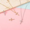 Stainless Steel Ushaped Diamond Cross Pendant Necklace Electroplated Unisex O Word Chain