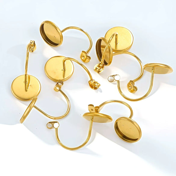 Stainless Steel Ushaped Ear Hook Ear Plug Jewelry Accessories With Welding Disc Gemstone Base And Electroplating Treatment