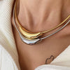 Stainless Steel Ushaped Elbow Necklace For Women With Snake Bone Chain And Electroplating Treatment