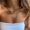 Stainless Steel Ushaped Elbow Necklace For Women With Snake Bone Chain And Electroplating Treatment