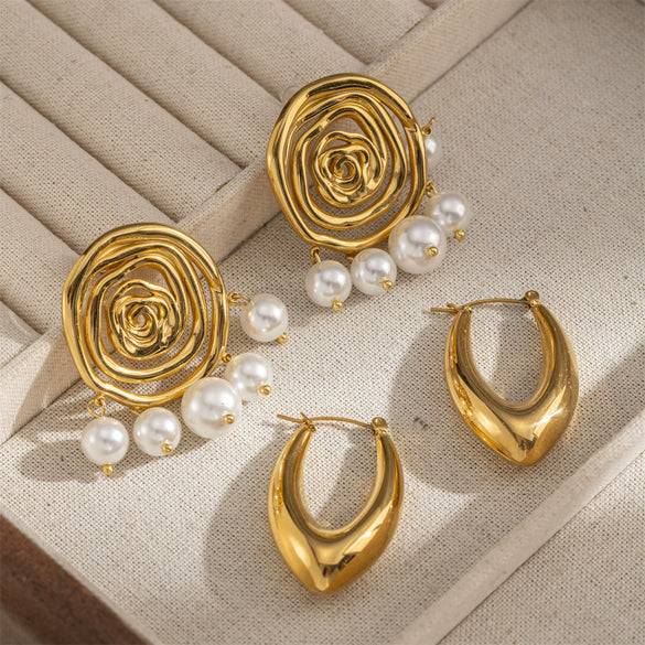 Stainless Steel Ushaped Electroplated Earrings For Women
