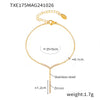 Stainless Steel V Shaped Tassel Long Strip Inlaid Zircon Electroplated Clavicle Necklace And Bracelet Set For Women