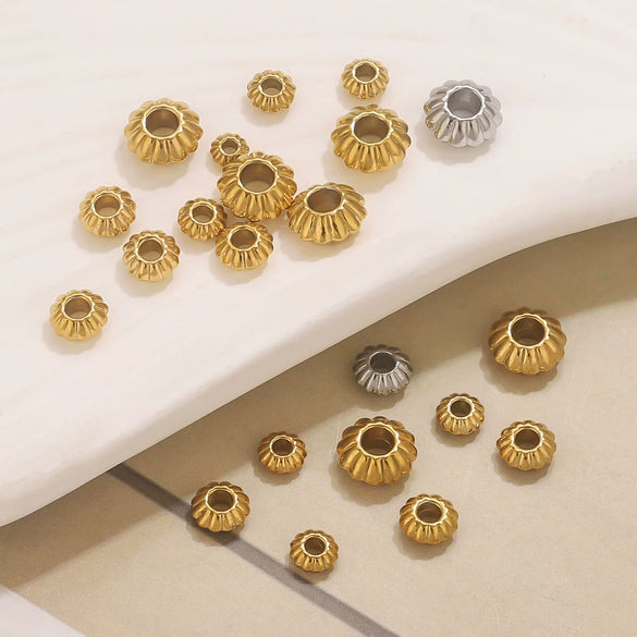 Stainless Steel Vacuum Goldplated Totem Pattern Round Abacus Beads Jewelry Accessories For Diy Bracelet Necklace Handmade Loose Beads