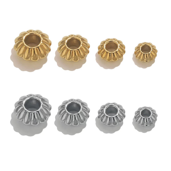 Stainless Steel Vacuum Goldplated Totem Pattern Round Abacus Beads Jewelry Accessories For Diy Bracelet Necklace Handmade Loose Beads