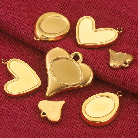 Stainless Steel Vacuum Peach Heart Drip Tray Jewelry Accessories Necklace With Dragon Pattern And Electroplating