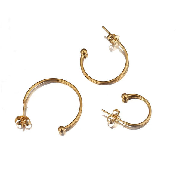 Stainless Steel Vacuum Plated Cshaped Handmade Earrings