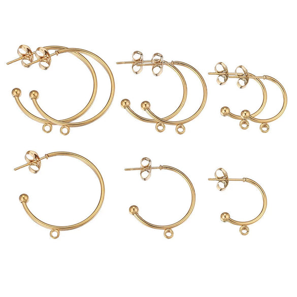 Stainless Steel Vacuum Plated Cshaped Handmade Earrings