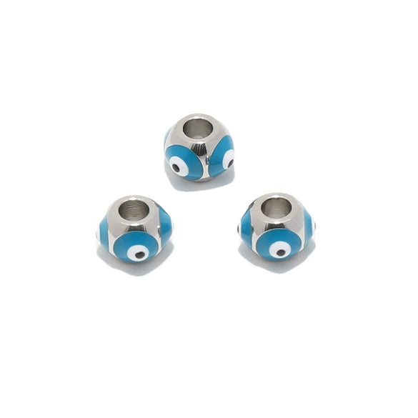 Stainless Steel Vacuum Plated Dripping Oil Eyes Pattern Bracelet Loose Beads