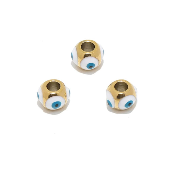 Stainless Steel Vacuum Plated Dripping Oil Eyes Pattern Bracelet Loose Beads