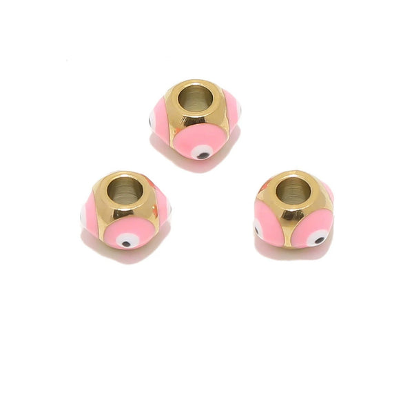 Stainless Steel Vacuum Plated Dripping Oil Eyes Pattern Bracelet Loose Beads